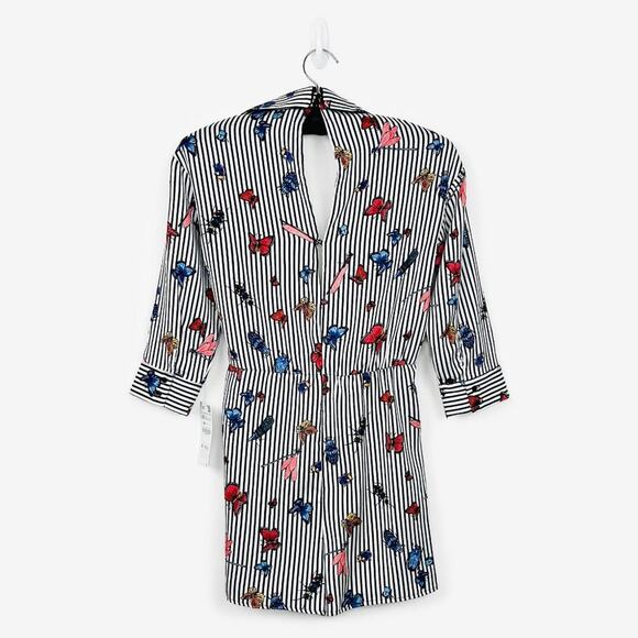 Zara Butterfly Romper Size XS Striped Casual Chic Playful Summer Vacation - Picture 2 of 4